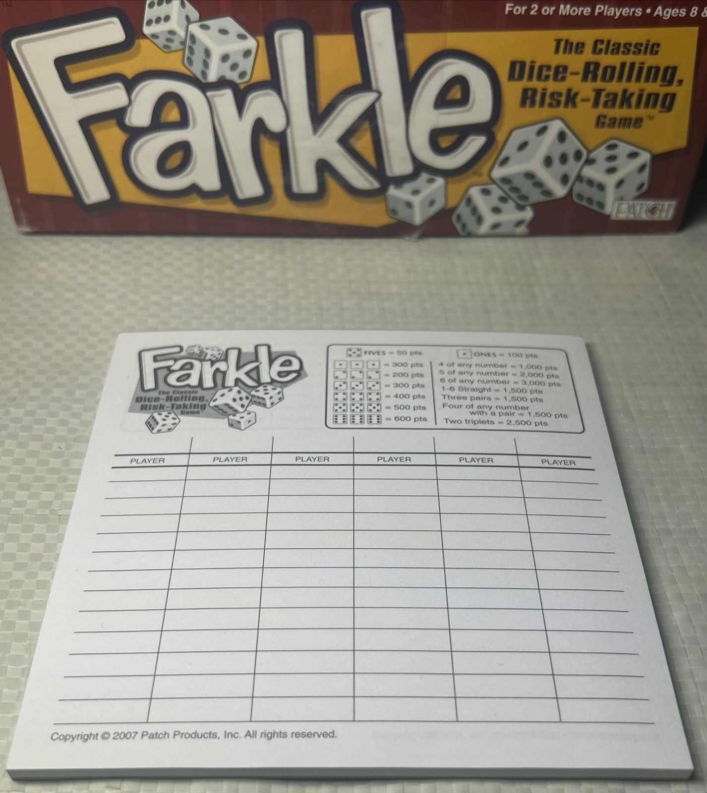 Farkle Score Pad Replacement Patch Products Dice Game 2007