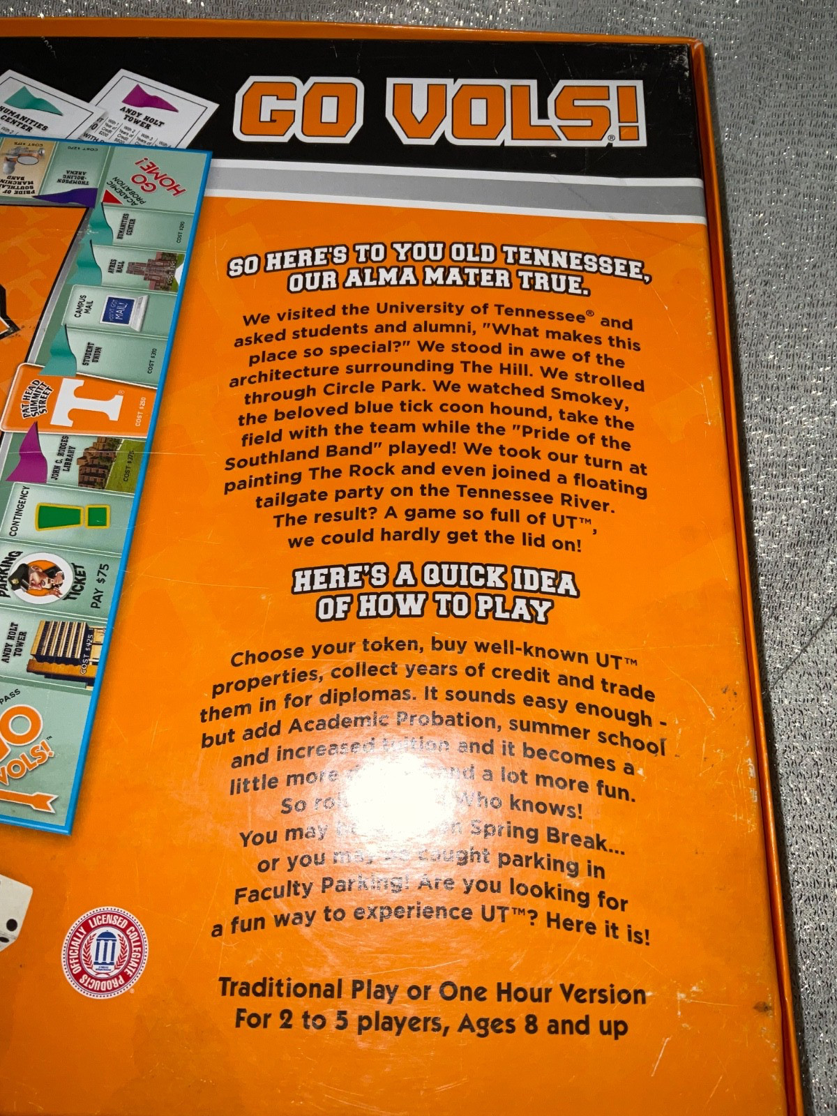 Vol-opoly University Of Tennessee Volunteers Board game TN Vols Volopoly See Pic