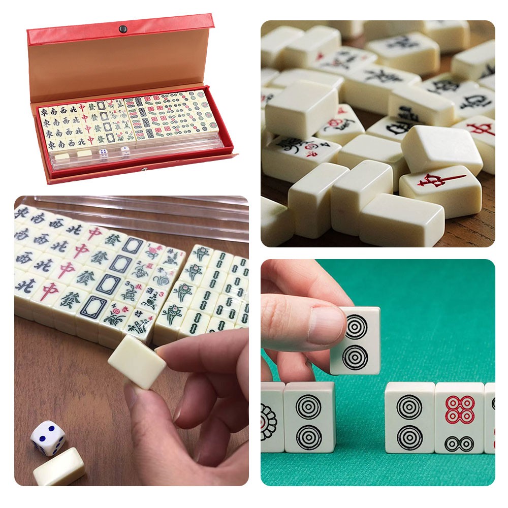Vintage Chinese Mahjong Traditional Set 146 Tiles Mah-Jong Game Set W/ Case Box