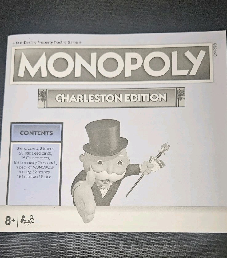 Charleston Edition Monopoly Board Game New Open Box W/ Bonus Top Trumps Cards
