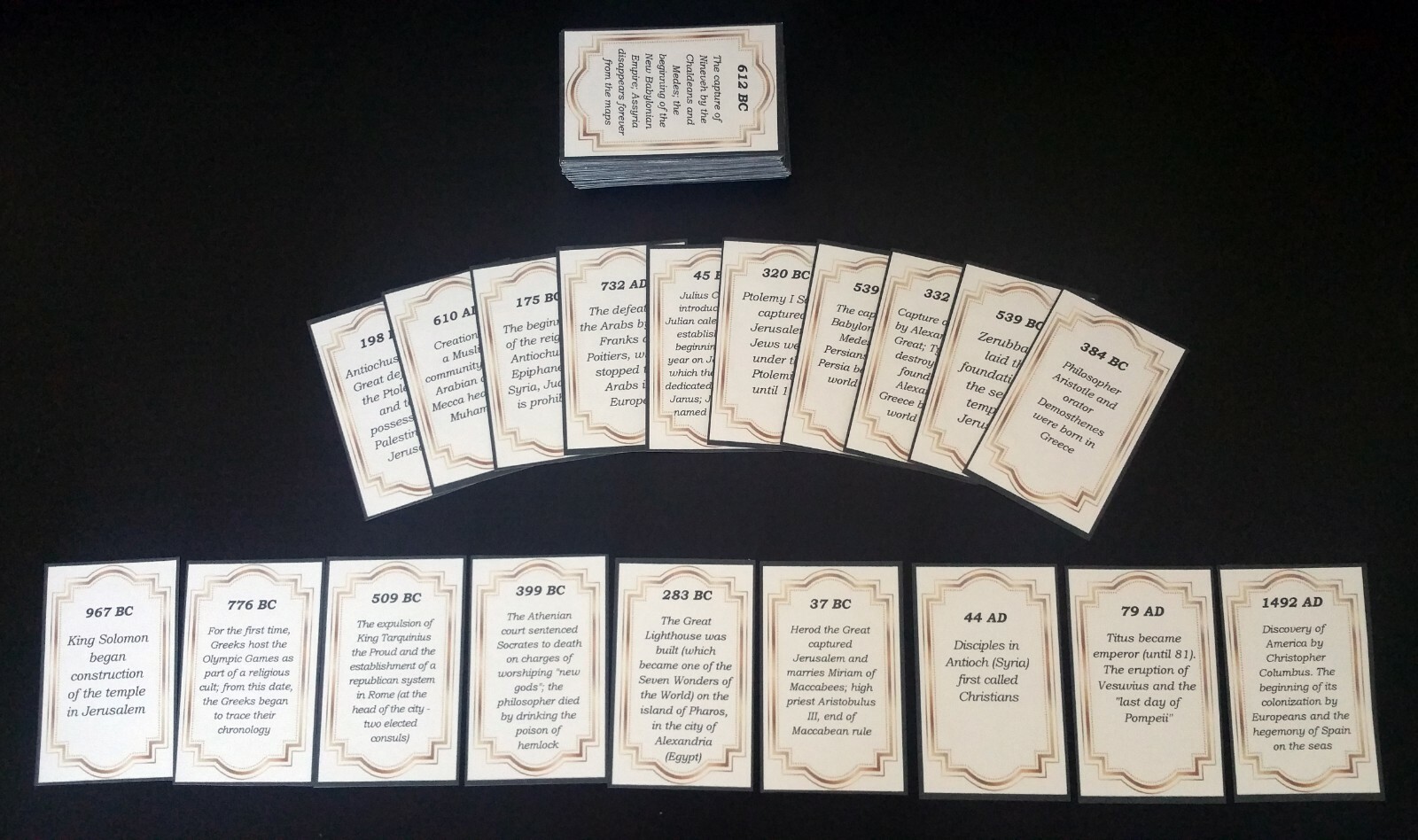 Timeline Bible Events – Board Game Handmade 160 cards 3.25″ x 2.00″ 