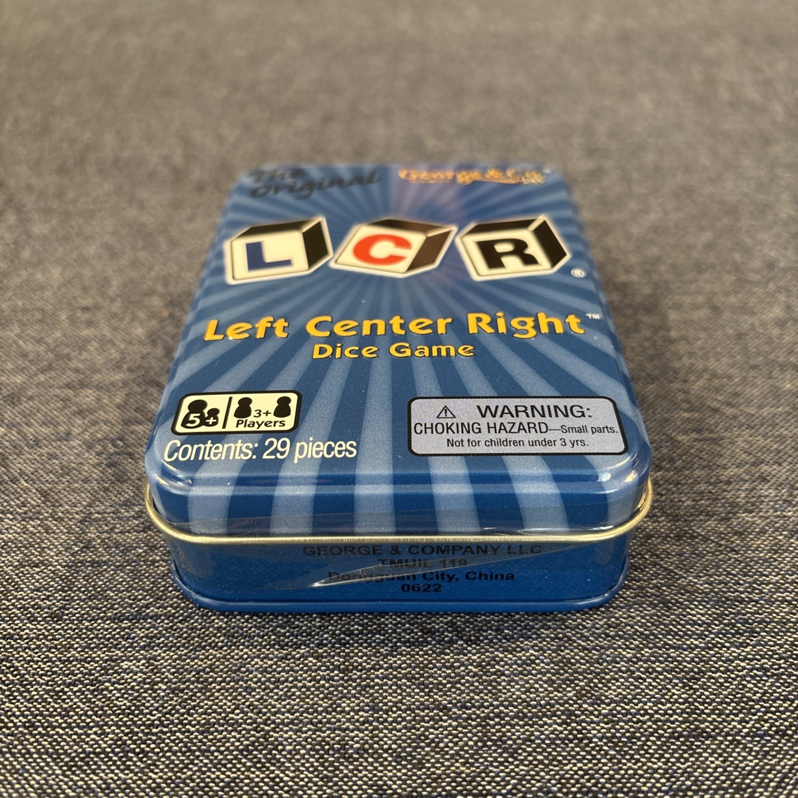 LCR® Left Center Right™ Dice Game – Blue Tin 4.5 x 3.5 x 1.5 inches,