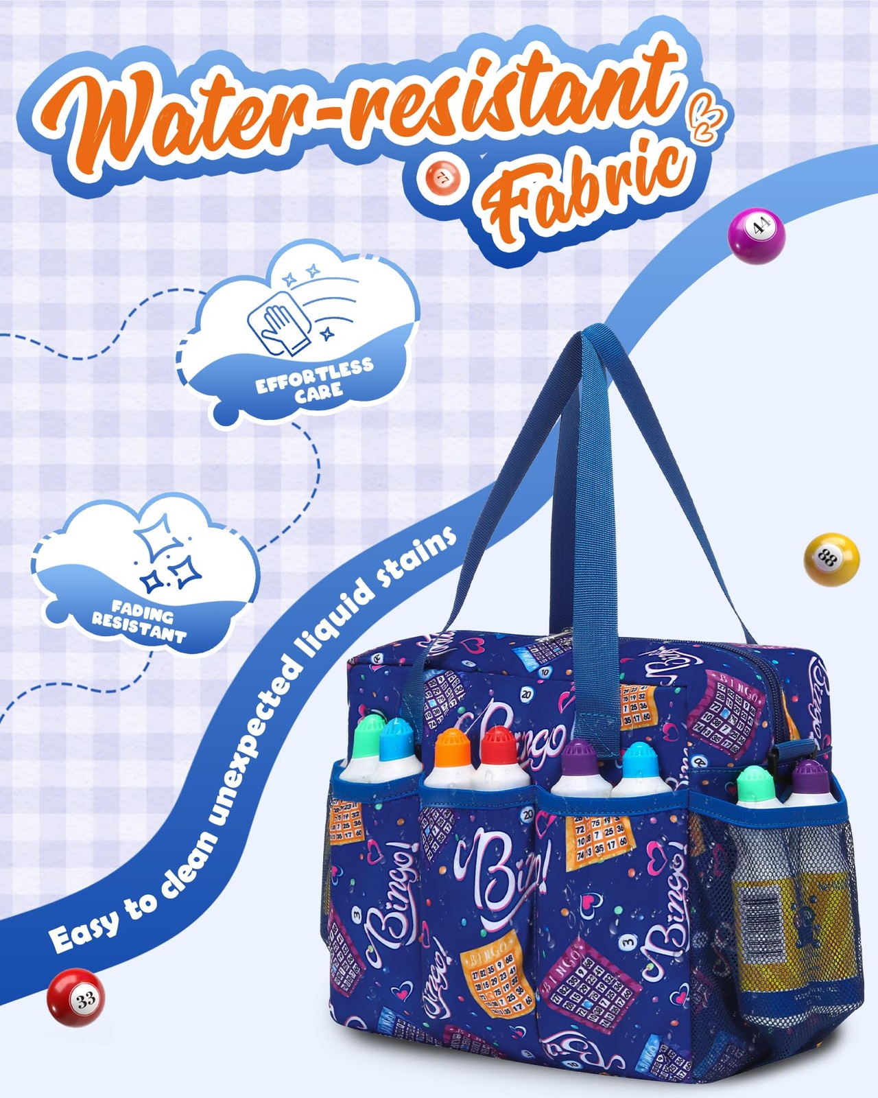 FOKDUVB Bingo Bag with Pockets for Daubers Dabbers Dobbers Dotters Casino Bingo