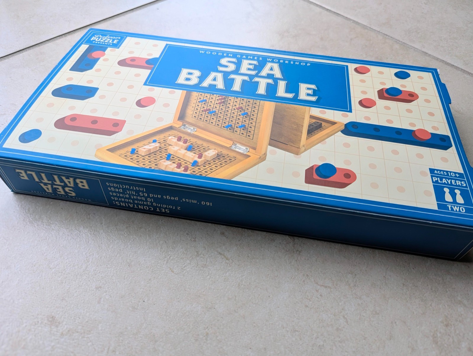 SEA BATTLE WOODEN GAMES WORKSHOP by Professor Puzzle Real Wood Classic Game NEW