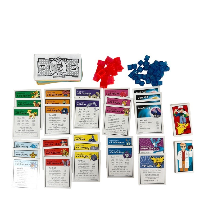 Pokemon Monopoly 1999 Collectors Edition Replacement Pieces & Instruction Manual