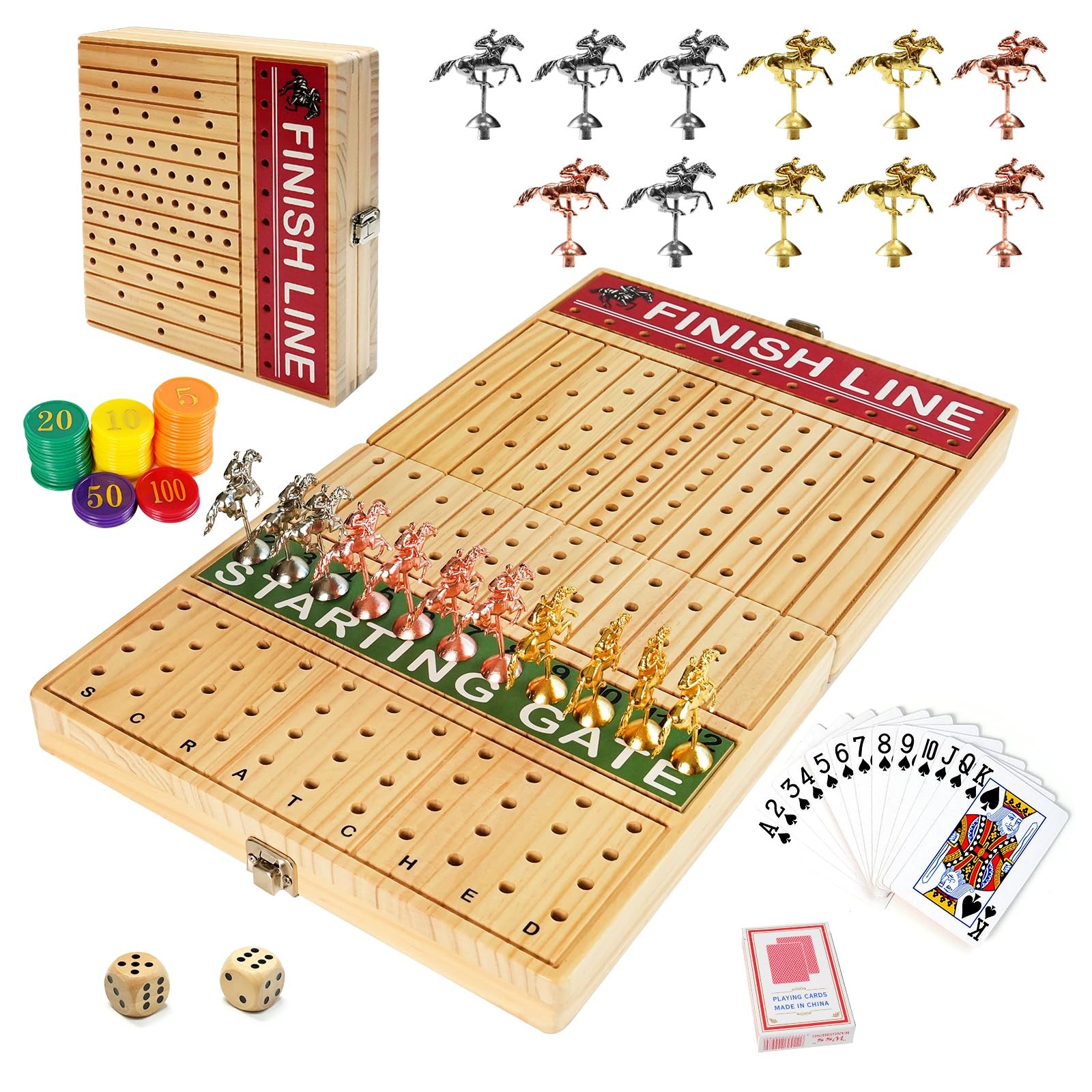 21 inches Horse Race Board Game Foldable Large Horse Racing Game for Adults w…