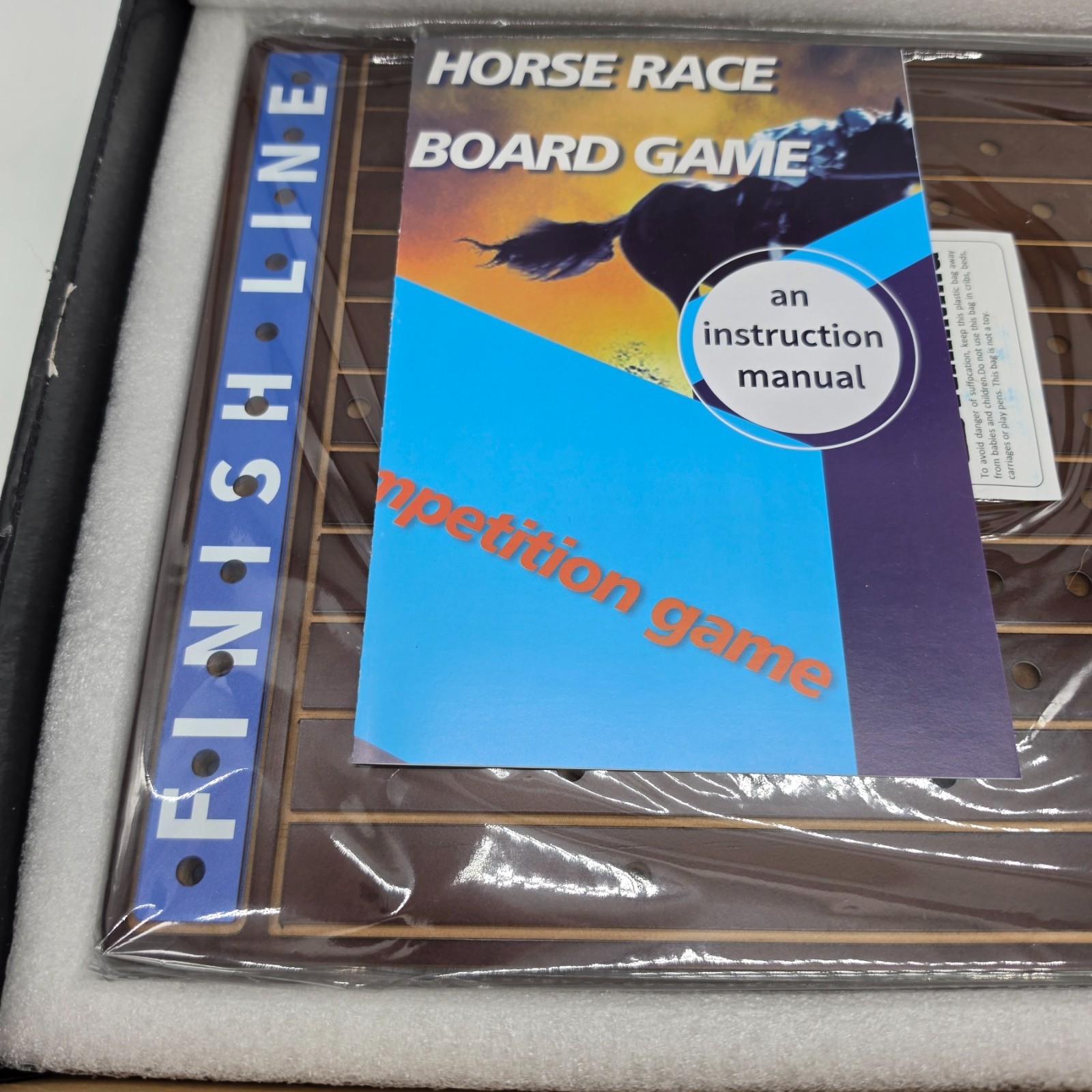 Horse Racing Board Game 11 Metal Horses Wooden Track Dice Cards Complete Openbox