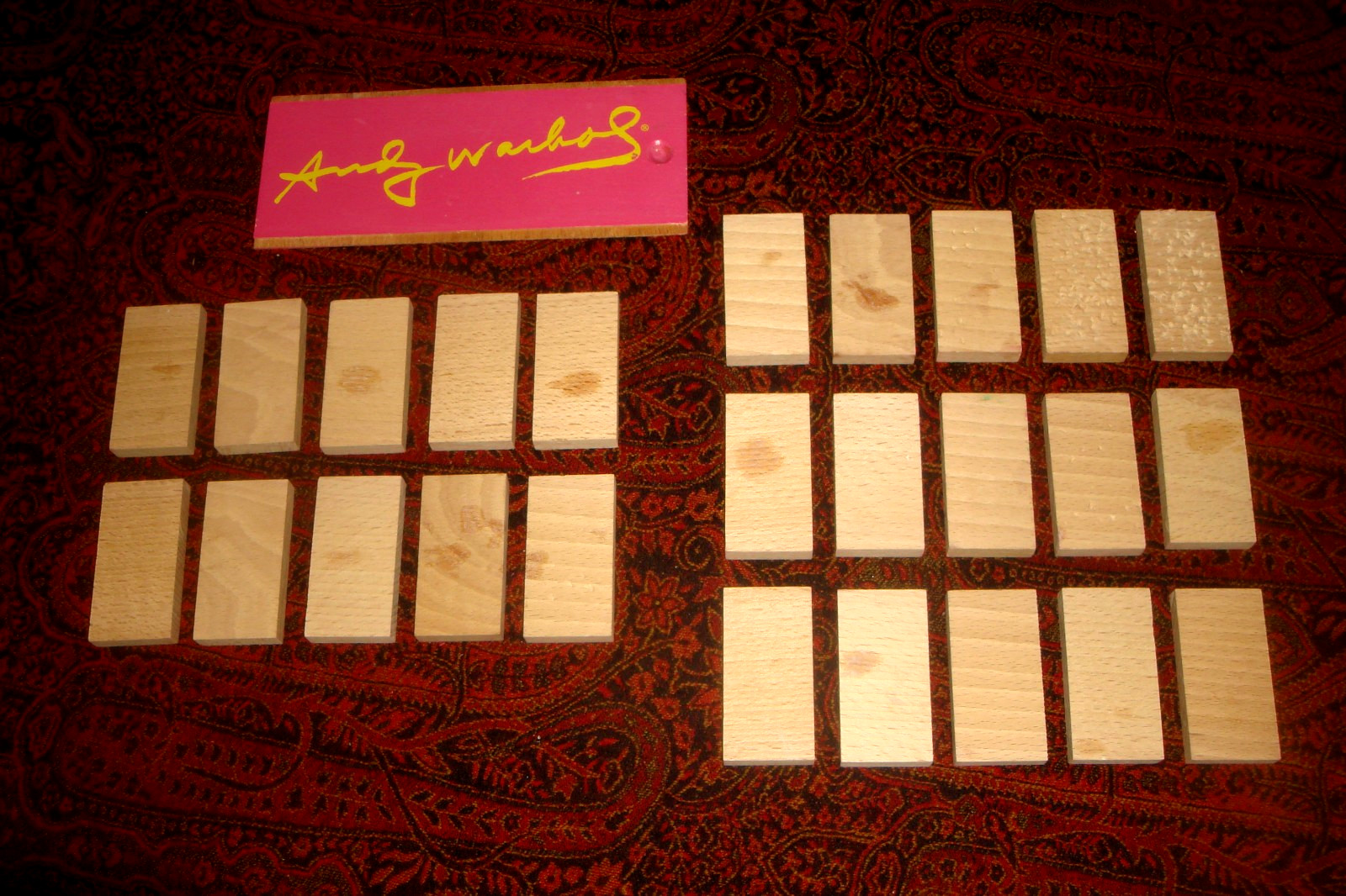 Rare ANDY WARHOL “Flowers” WOODEN DOMINO SET Gorgeous Art Color – Made in France