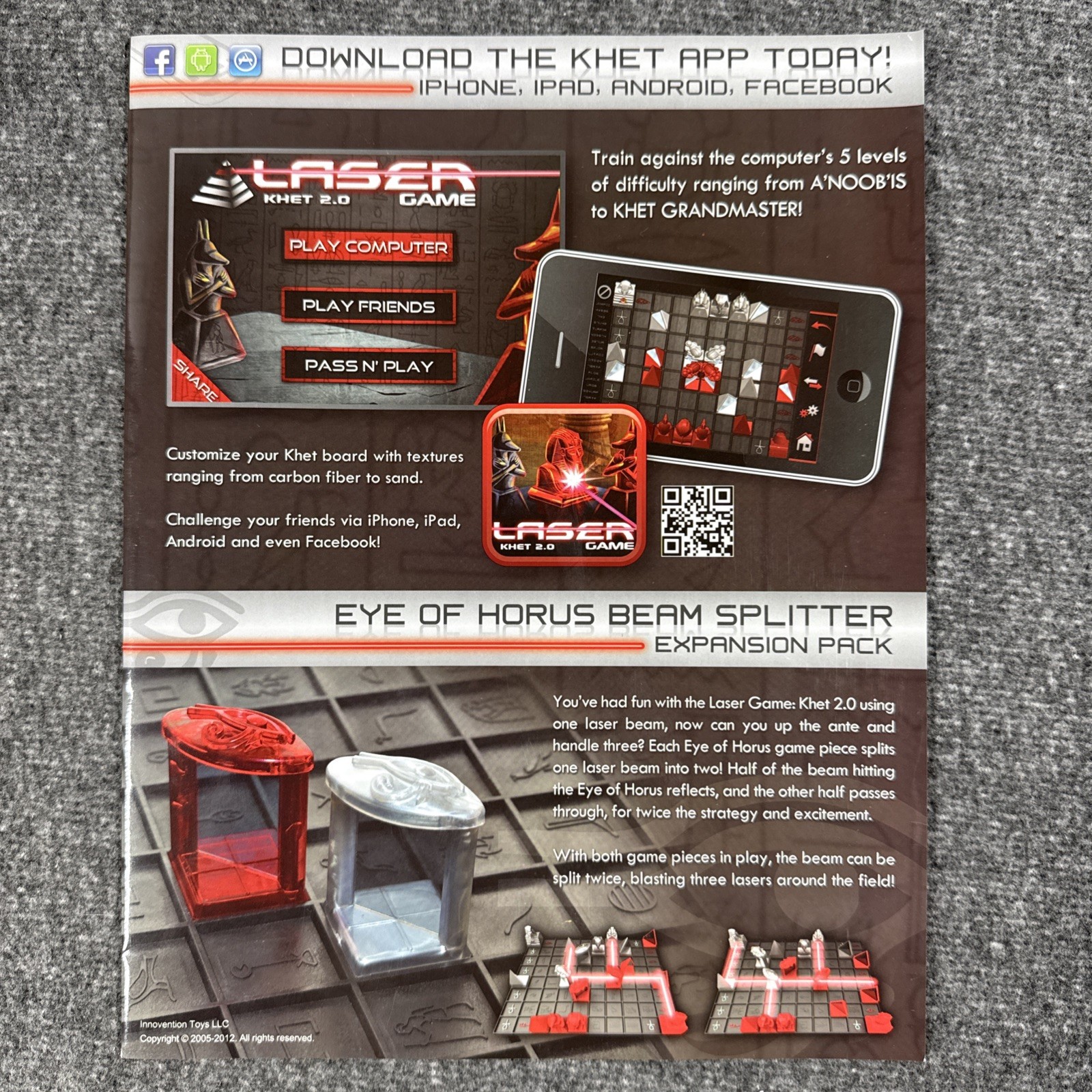 Laser Khet 2.0 Board Game Strategy 2010 Innovention Toys Complete Tested!