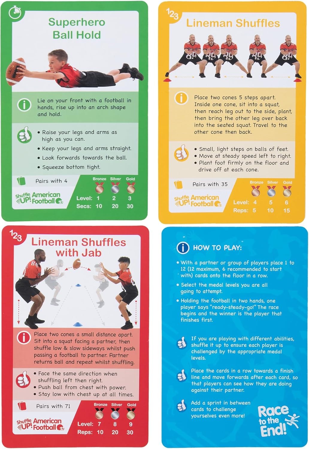 American Football Exercise Cards Shuffle Up 70+ Fun Games