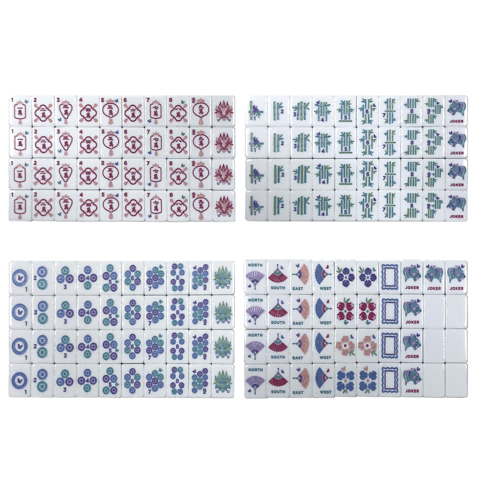 160 American Mahjong Tiles 3-Layer Acrylic Blue Butterfly Pattern Engraved Set