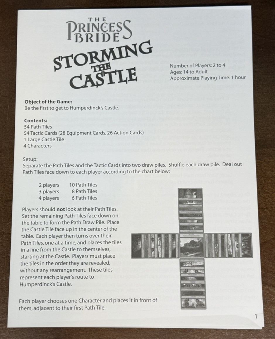 The Princess Bride Card Game Storming the Castle – Missing 1 Path Tile