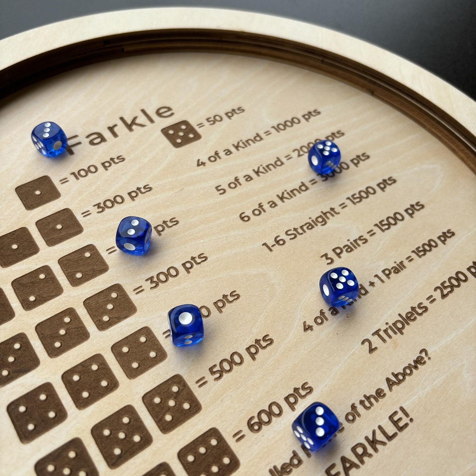 Farkle Dice Tray, Farkle Dice Game with Tray and 2 Sets of 6 Dice, 12″ Wooden…