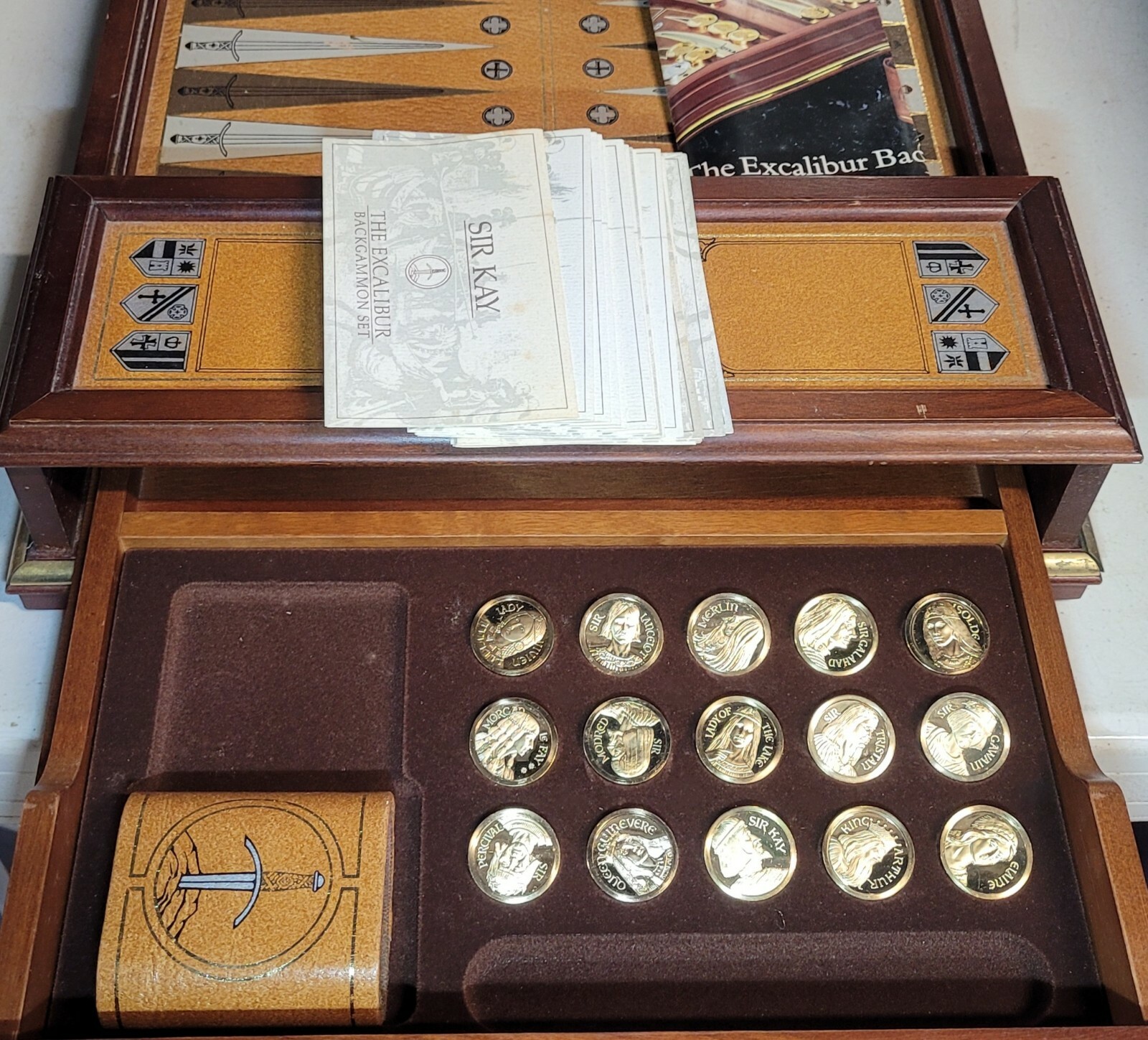 Vintage Franklin Mint Excalibur Backgammon Set 1986 Limited Edition Complete