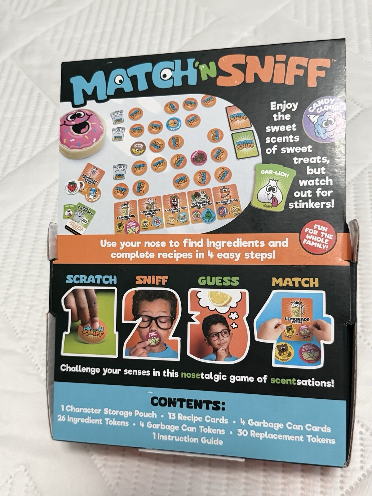 Match N Sniff Scratch and Sniff Food Board Game, 2+ Players, Ages 5+