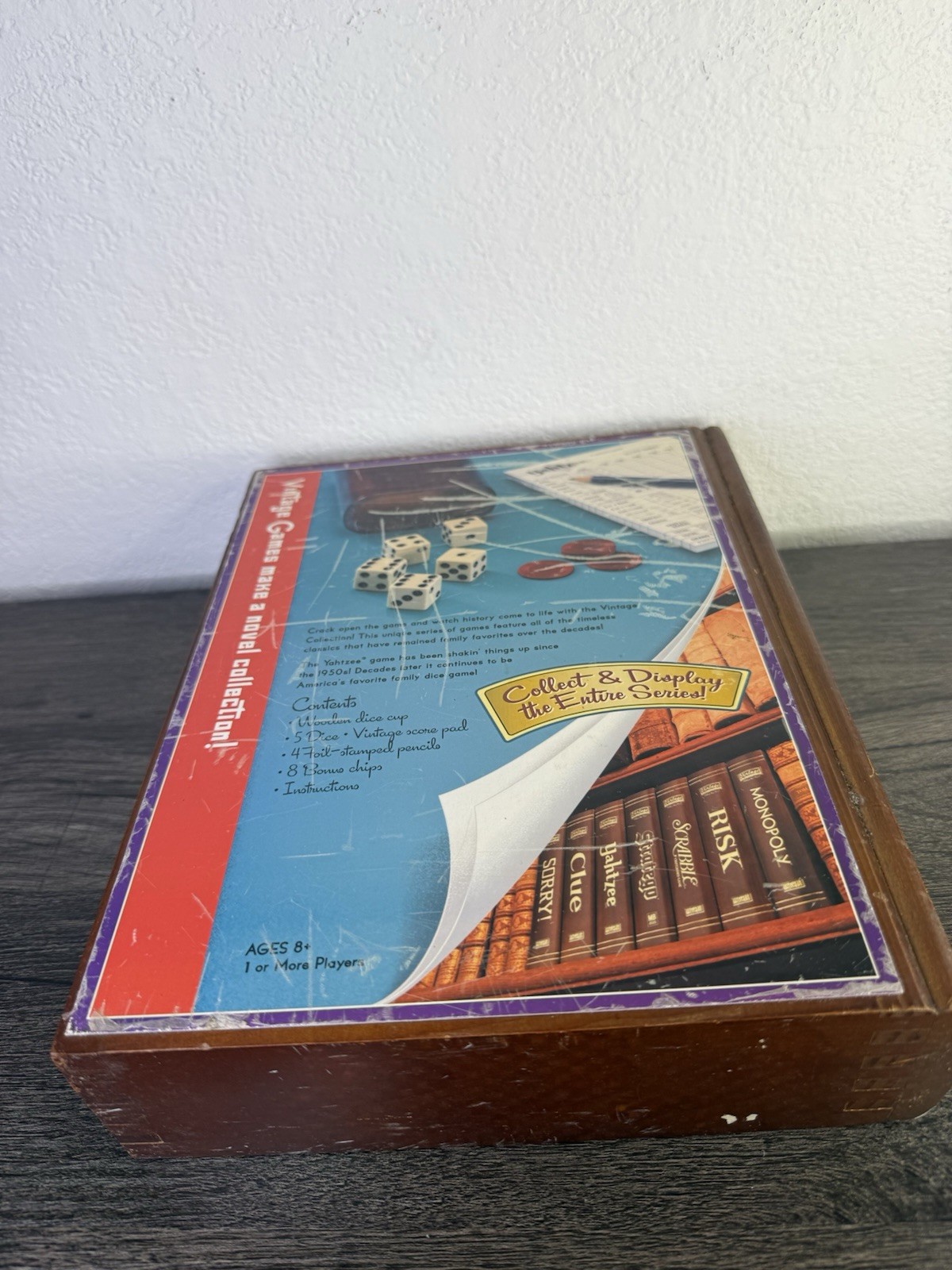 Yahtzee Bookshelf Edition Wood Box 2005 Game. Read Details.
