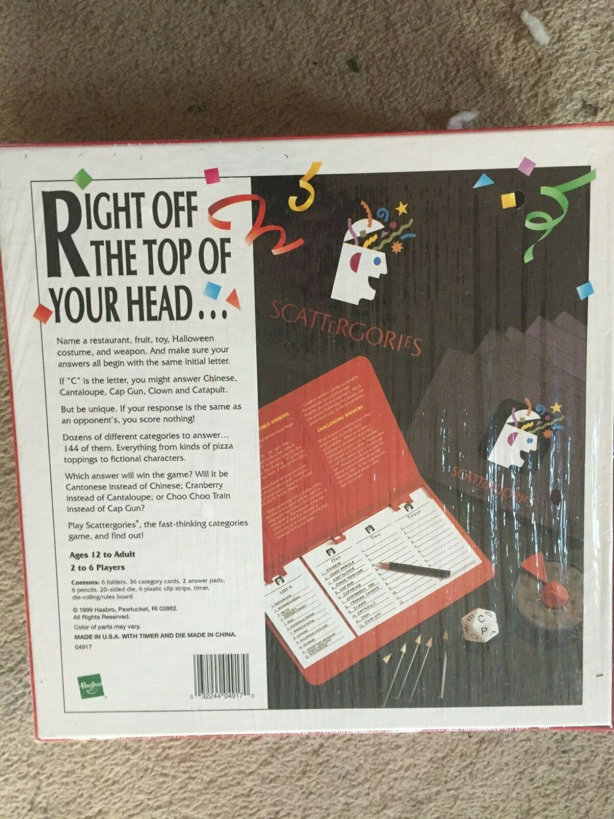HASBRO THE GAME OF SCATTERGORIES NEW 1999