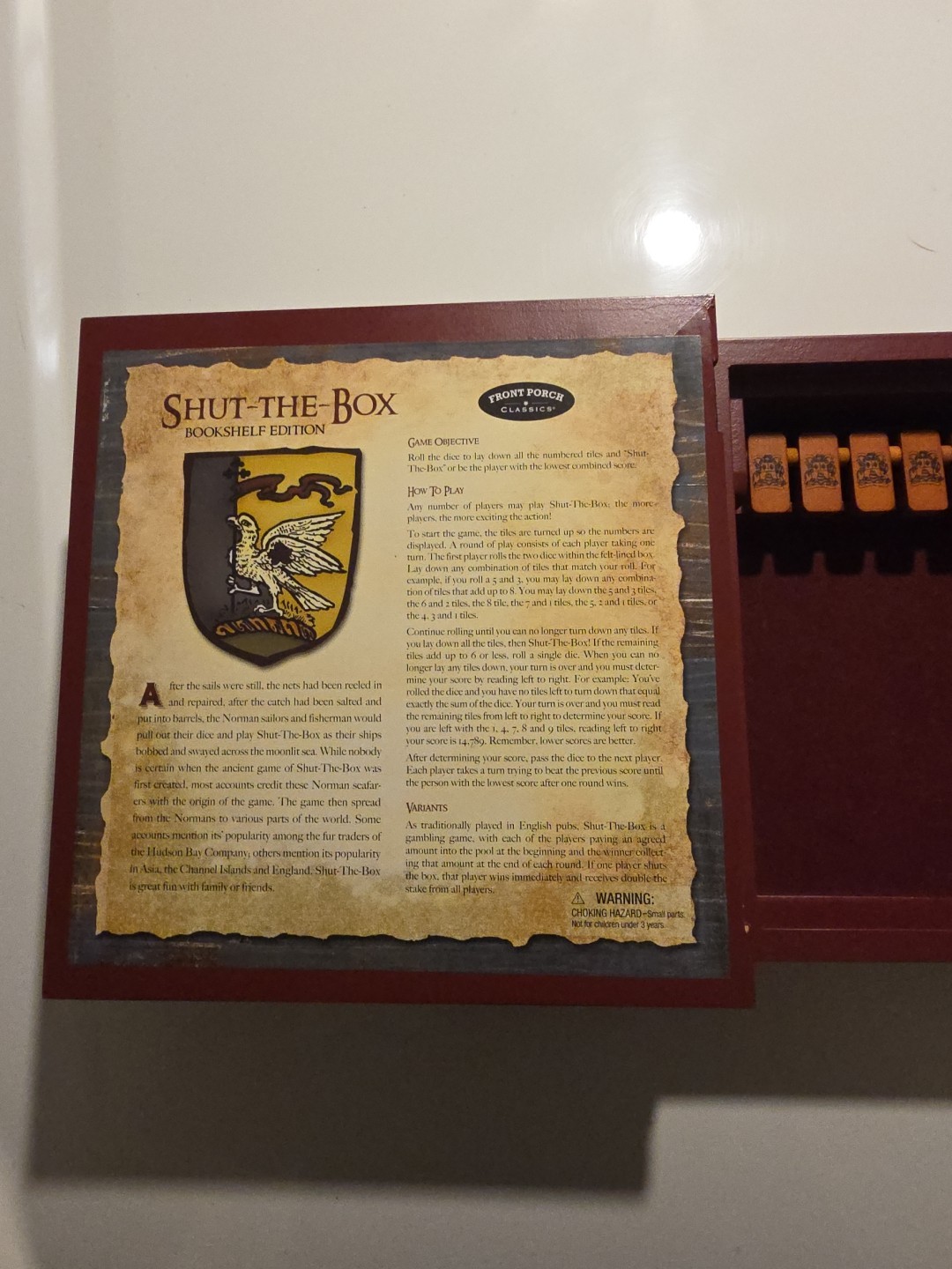 Shut-The-Box Game of Strategy & Chance OLD STOCK Book Shelf Edition Open Box