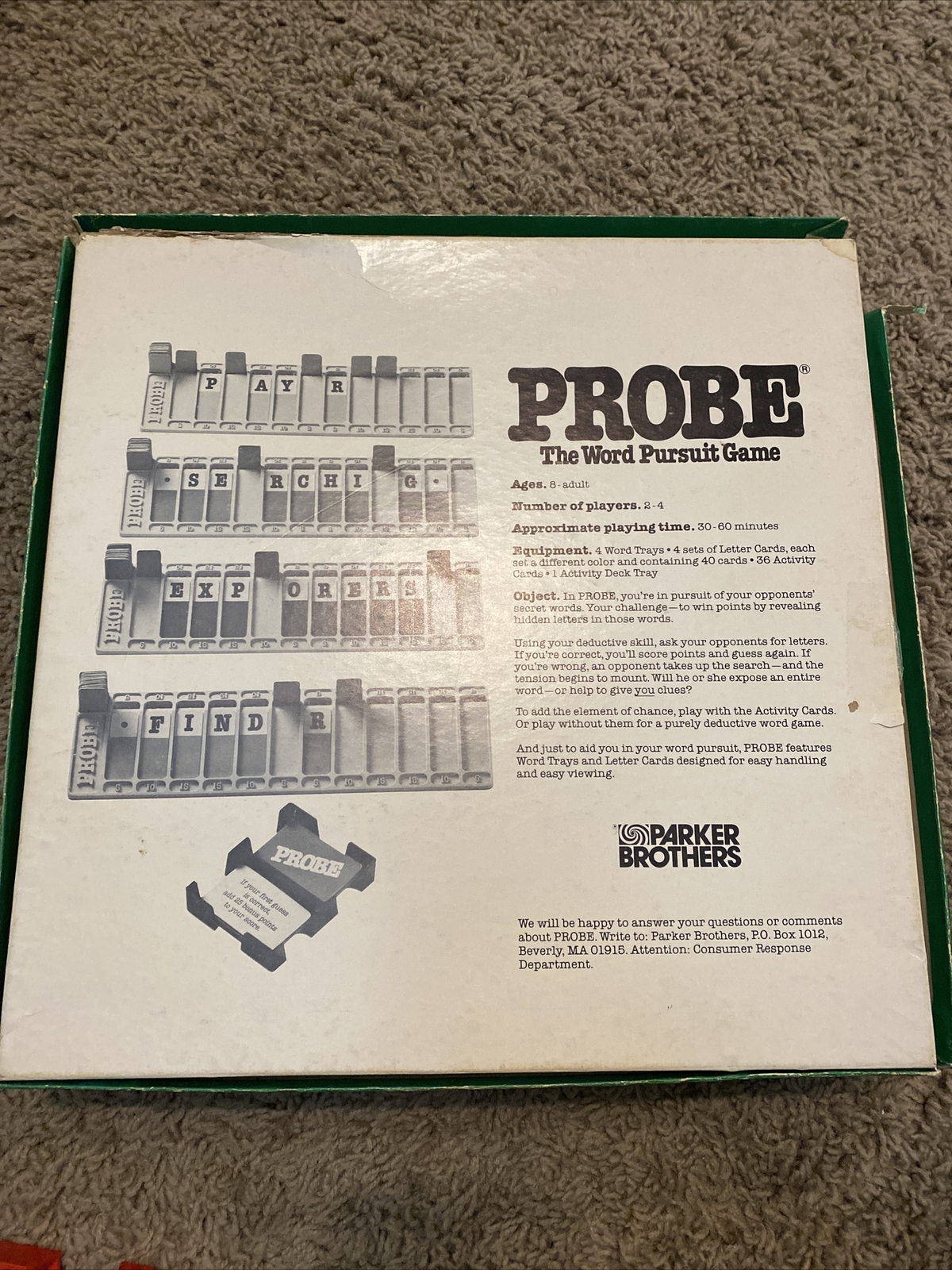 Probe Parker Brothers Word Pursuit Game Game Vintage 1982 Original Box 4