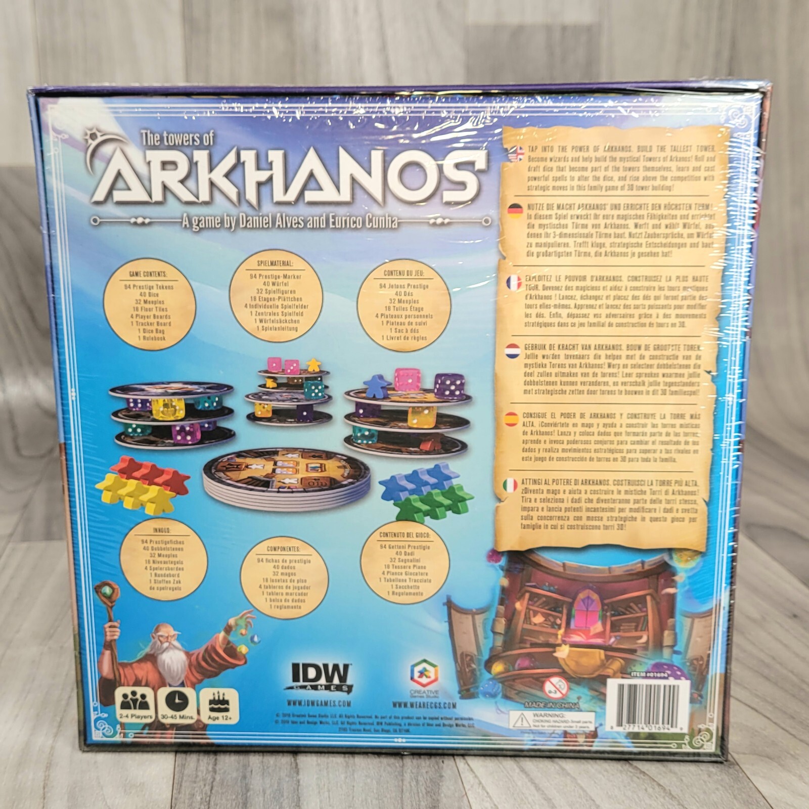 THE TOWERS OF ARKHANOS Dice Drafting Board Game, IDW Games 2019, Daniel Alves