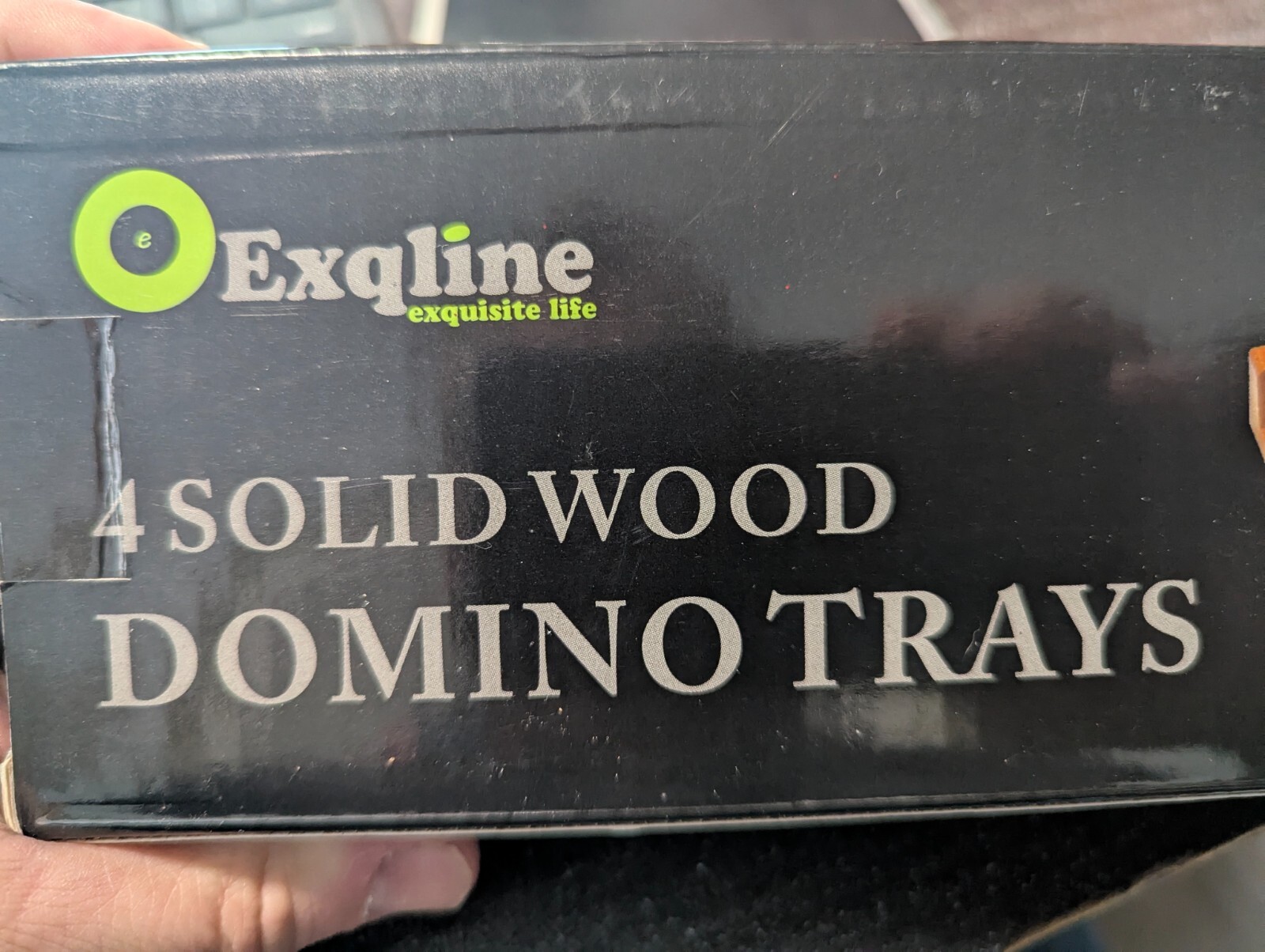 EXQLINE 4 SOLID WOOD DOMINO TRAYS 2-4 Players 100% COMPLETE