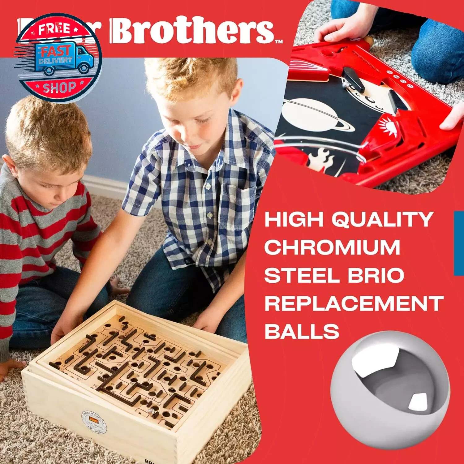 Four (4) Replacement 1/2″ Steel Balls for Brio Labyrinth Game