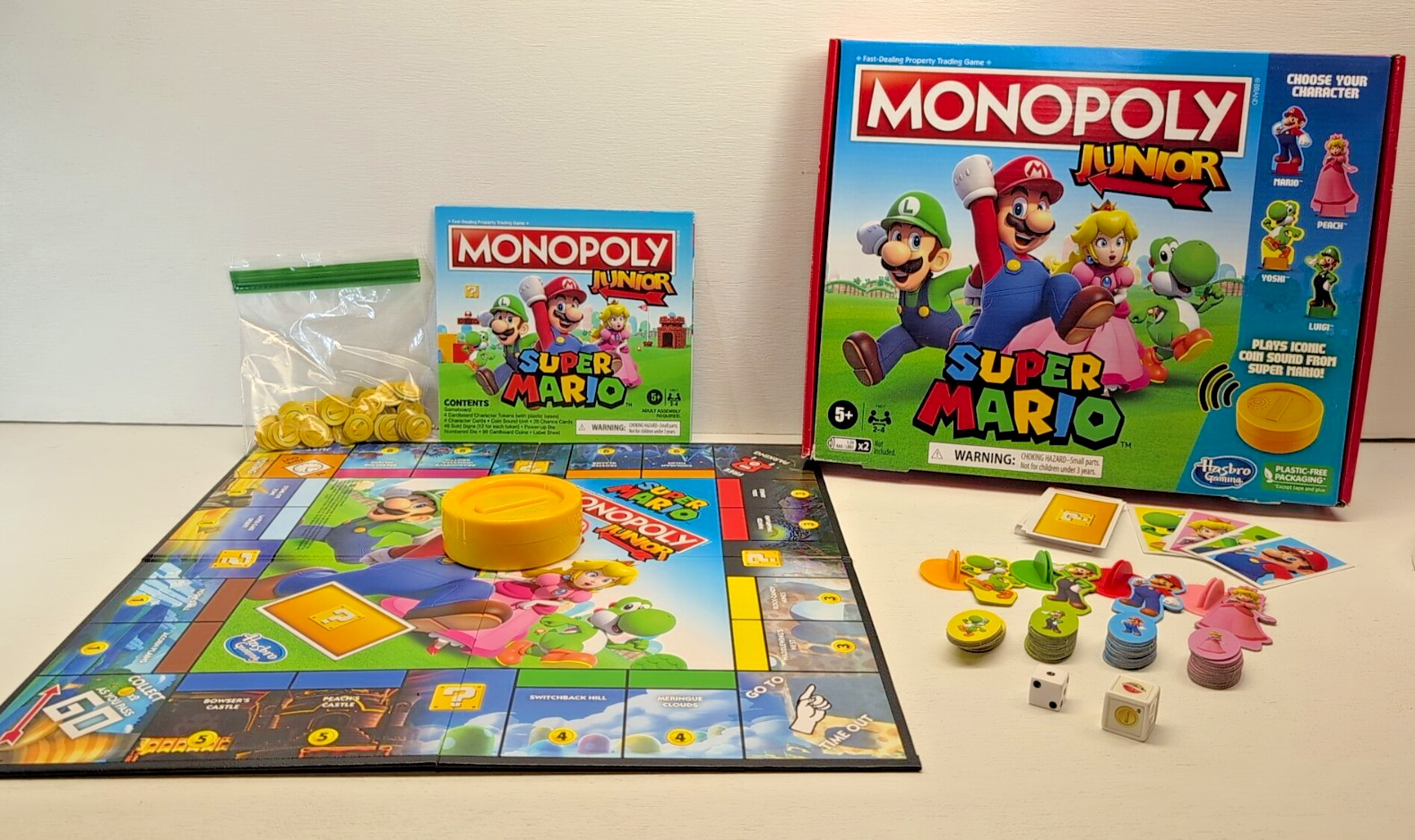 100% COMPLETE! HASBRO MONOPOLY JUNIOR SUPER MARIO COIN SOUND UNIT WITH BATTERIES