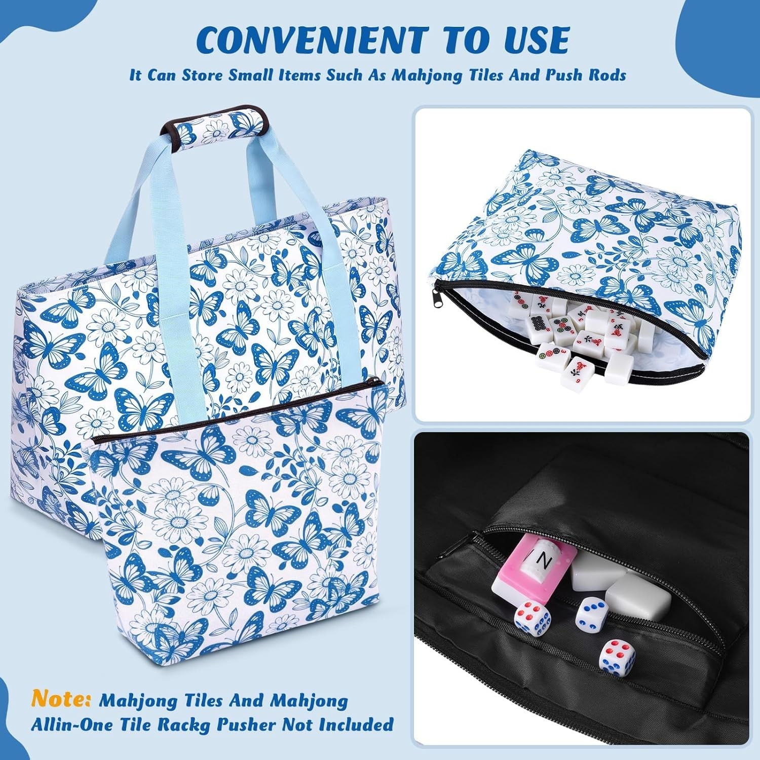 Mahjong Tile Bag, Mahjong Tote Bag Set-Duty Canvas Tote for American Tiles & …