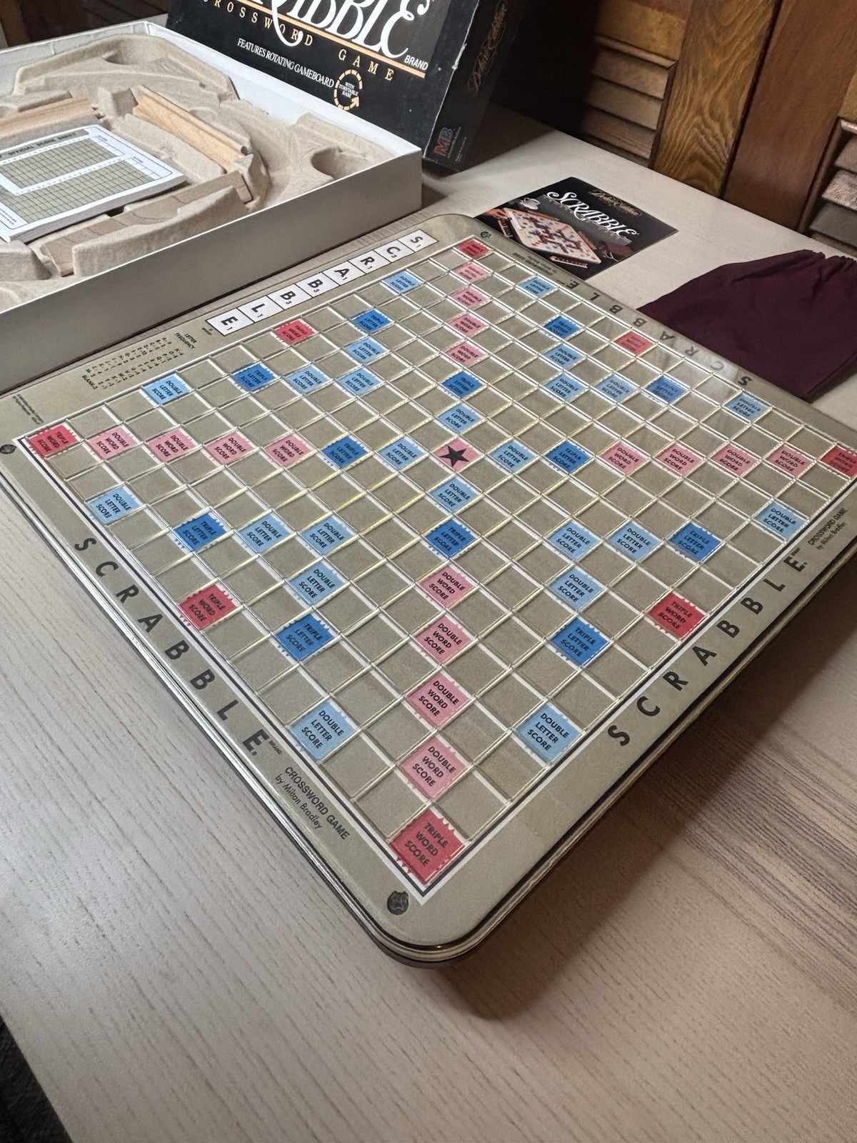 Scrabble Deluxe Edition EUC Rotating Turntable 1989 COMPLETE Milton Bradley