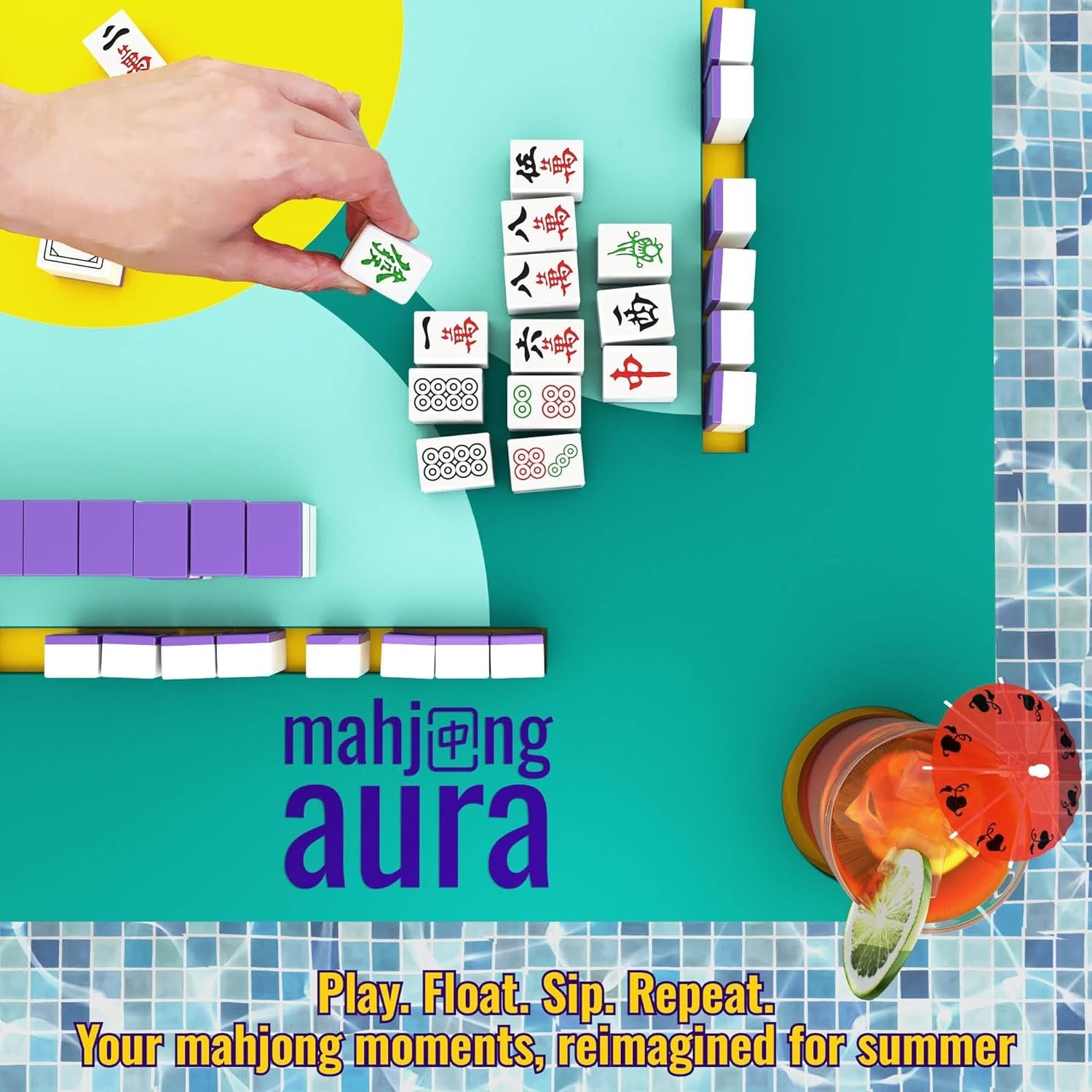 Mahjong Aura Floating Pool Table 31.5 Green – Card Games Float