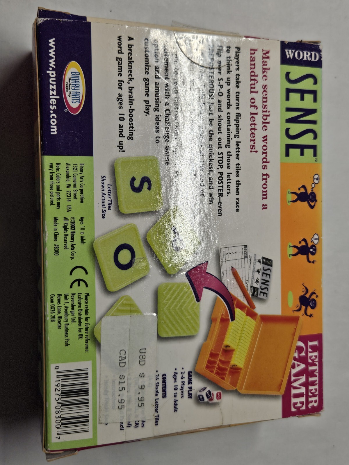 Word Sense Letter Game USED complete Binary Arts Corporation