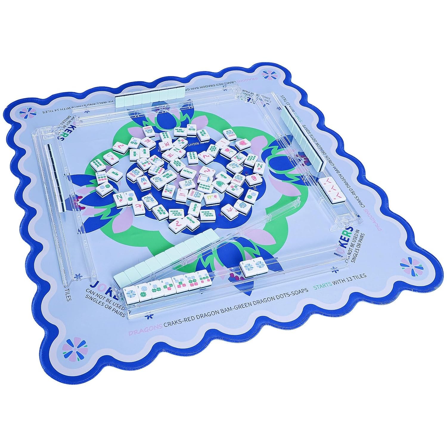 Mahjong Mat 31.5″x31.5″ Anti-Slip Black Carrying Bag Included Mahjong Game