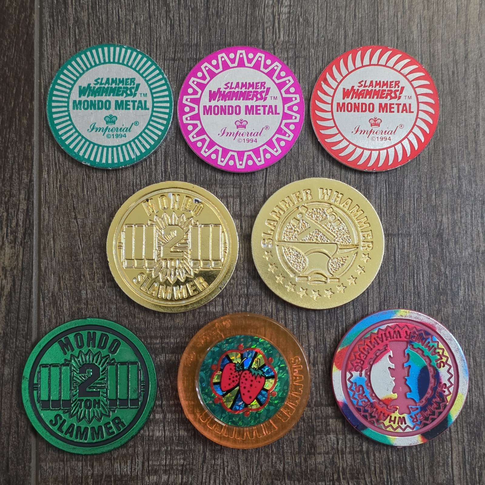 POG Slammer Whammers Mondo Metal Gold Imperial 1994 Lot of 8 Aluminum Rare