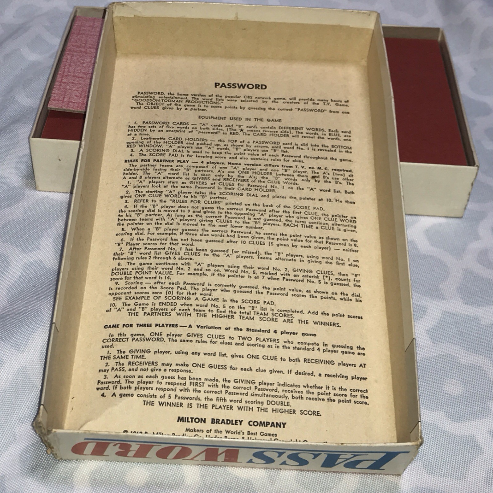 Milton Bradley Password Vintage Word Game 1963 MPN 4260 2+ Players