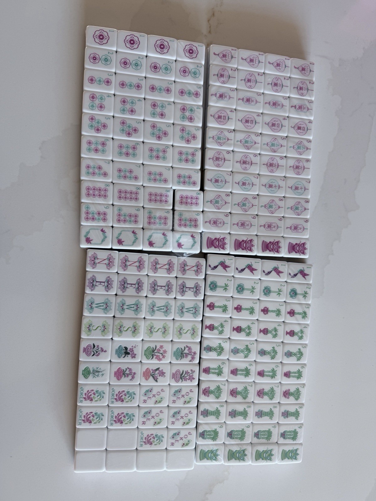 American Mah Jong Game set, Tiles Set, Emerald Green, 4 Layers