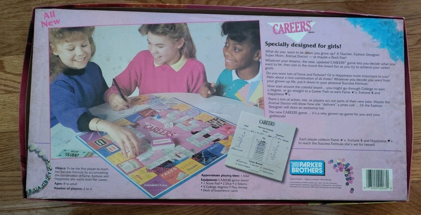Vintage 1990 CAREERS For Girls Parker Brothers Board Game COMPLETE