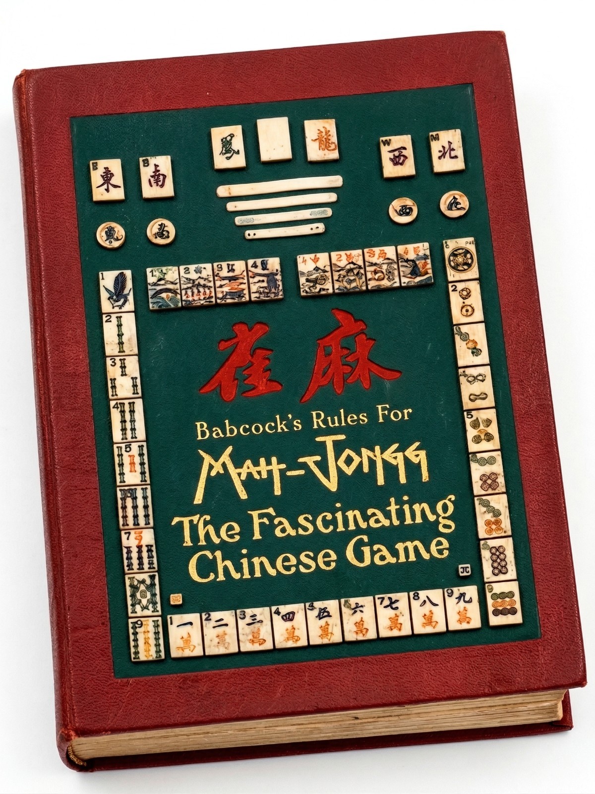 Antique 1920s Tiger Brand Mah-Jongg Set Bone Bamboo Tiles Babcock Rules Book