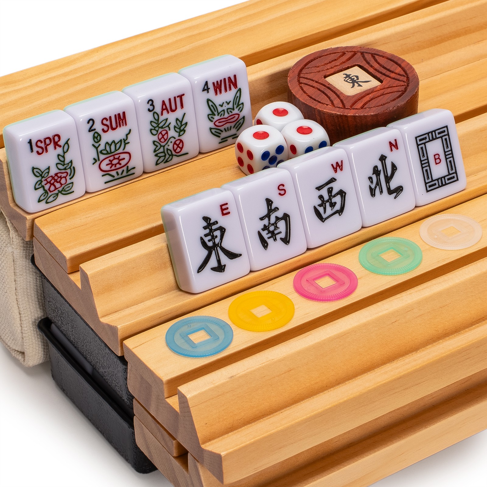 American Mahjong Set, “Jade Horizon” – 166 Tiles with Soft Beige Case