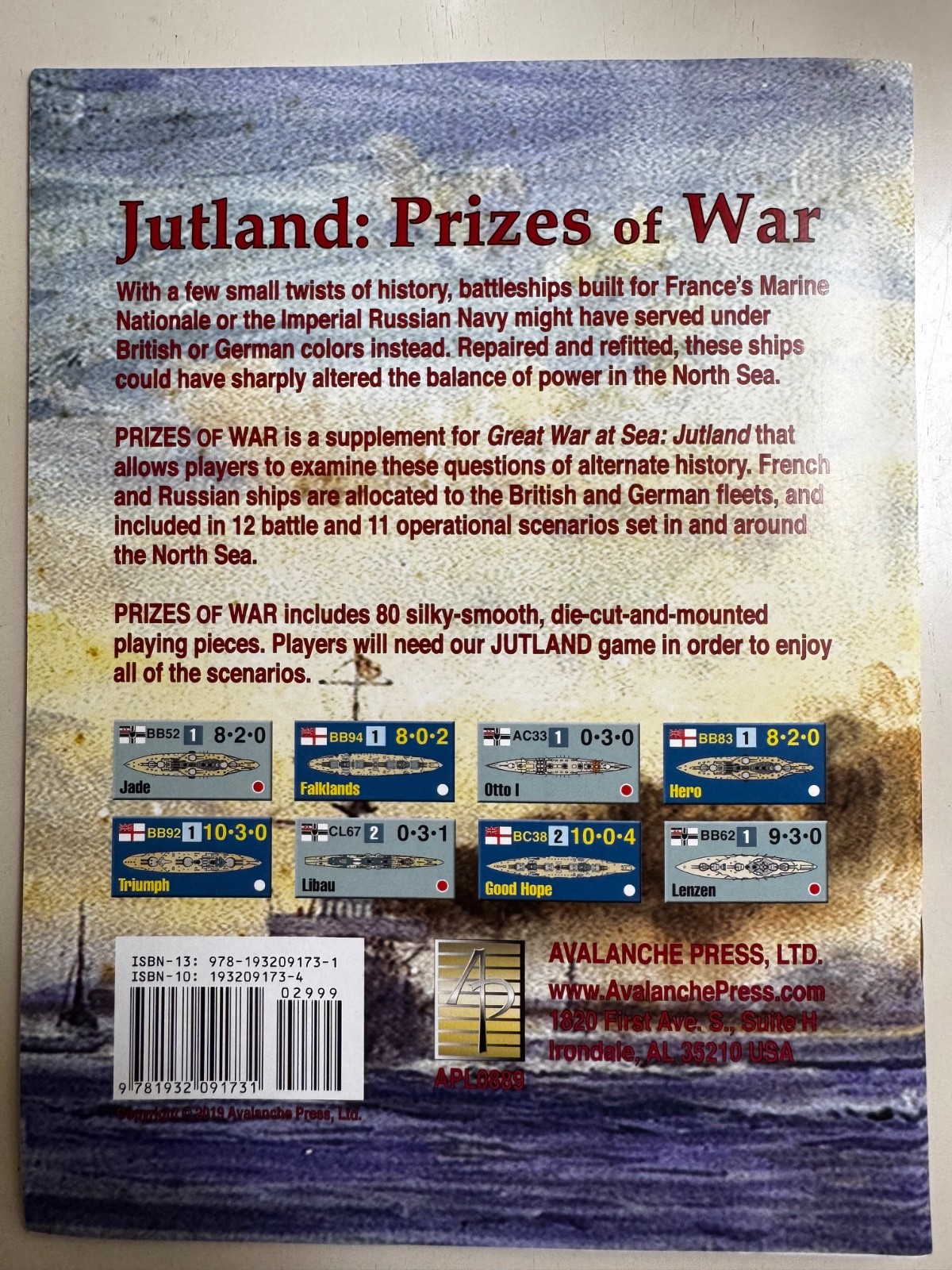 Avalanche Press Supplement Jutland Prizes of War Great War at Sea Book complete.