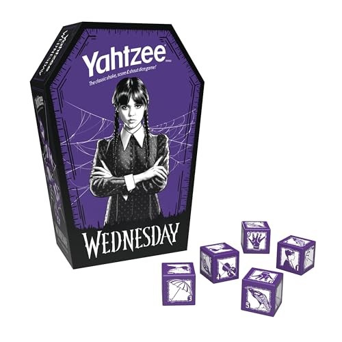 Wednesday Addams Yahtzee Game Collector’s Edition Coffin Dice Cup Custom Dice