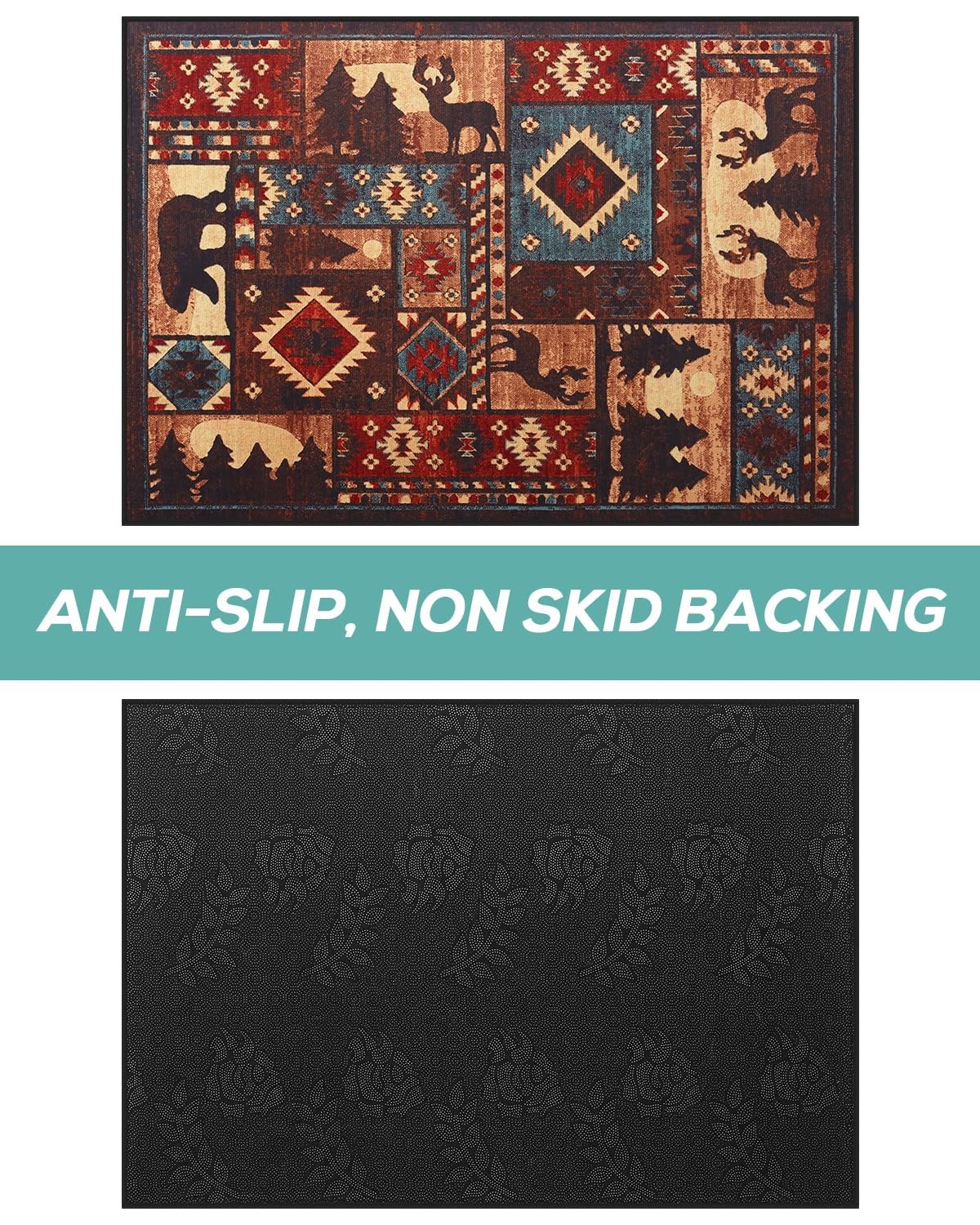 Fireplace Hearth Rug, 24 x 36in Fire Resistant Floor 1’11” x 2’11”, Brown