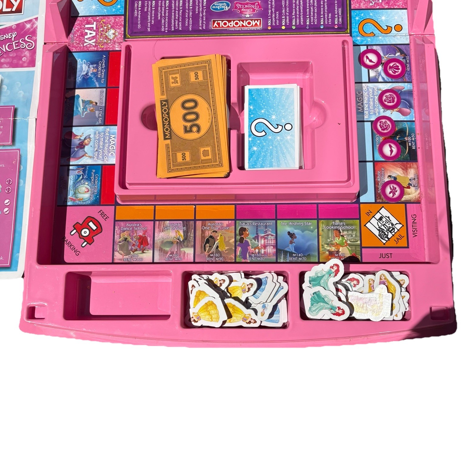 Hasbro Monopoly: Disney Princess Board Game w/ Open & Play Game Case Open Box