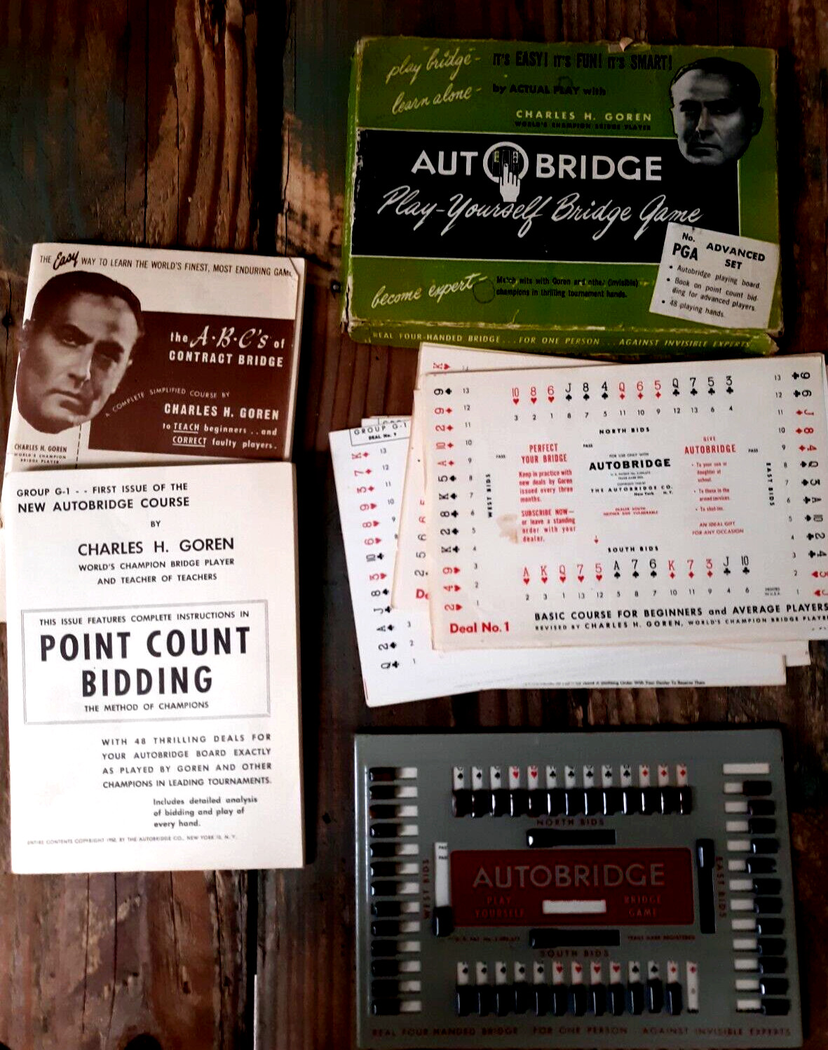 Vtg 1950 Charles Goren Advanced Auto Bridge Set & Point Count Bidding Booklet