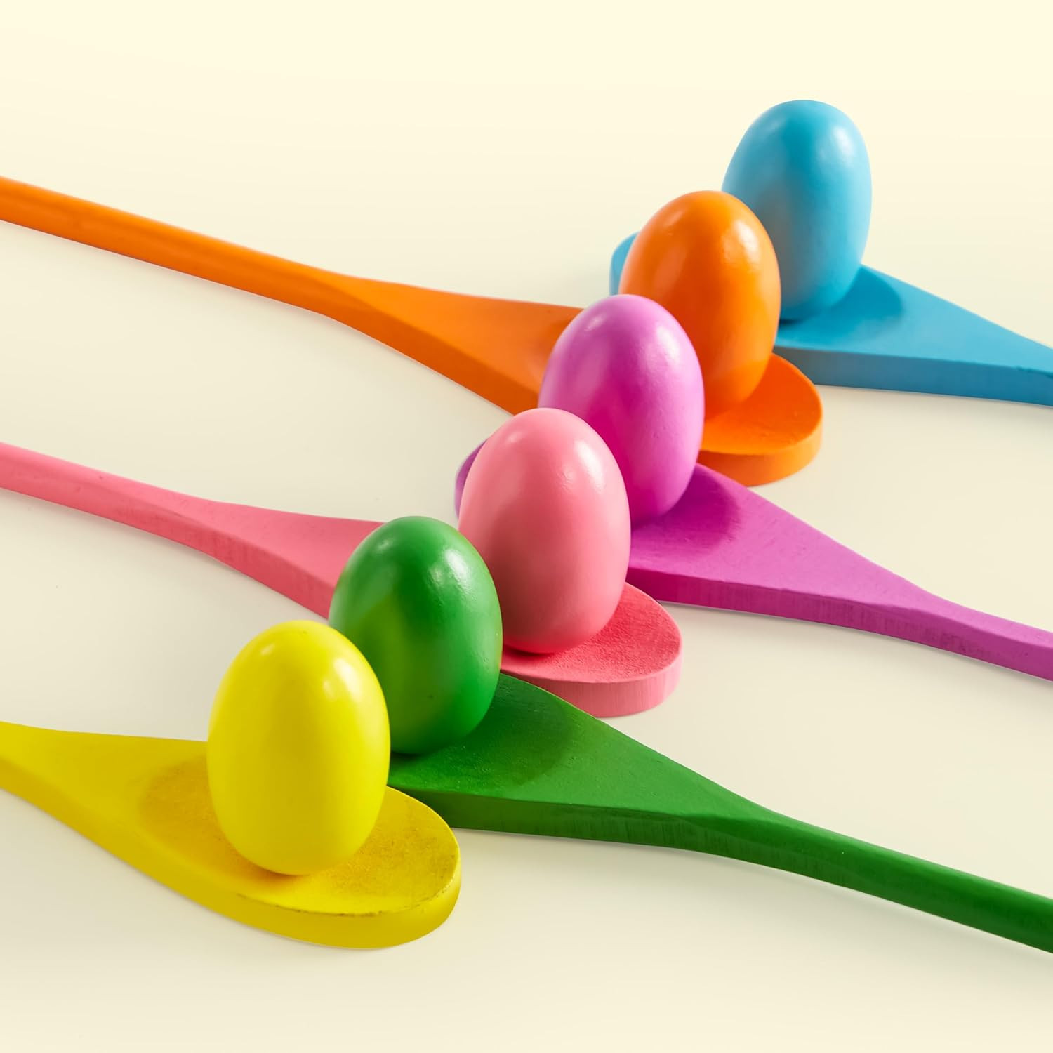 24 PCS Easter Egg and Spoon Race Game Set, 12 Players Carnival Egg and Spoon Rel