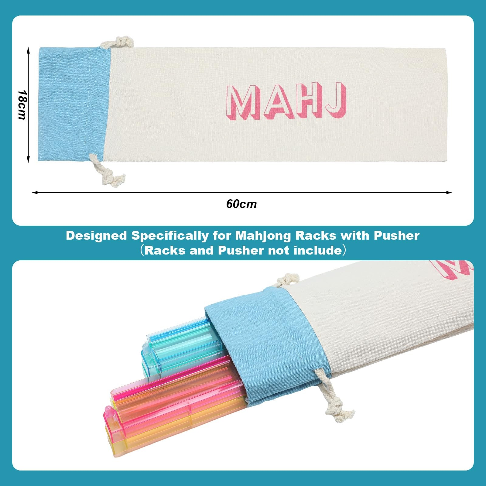 Sunnymove 3 Pcs Empty Mahjong Canvas Bag Gift Embroidered American Mahjong Set