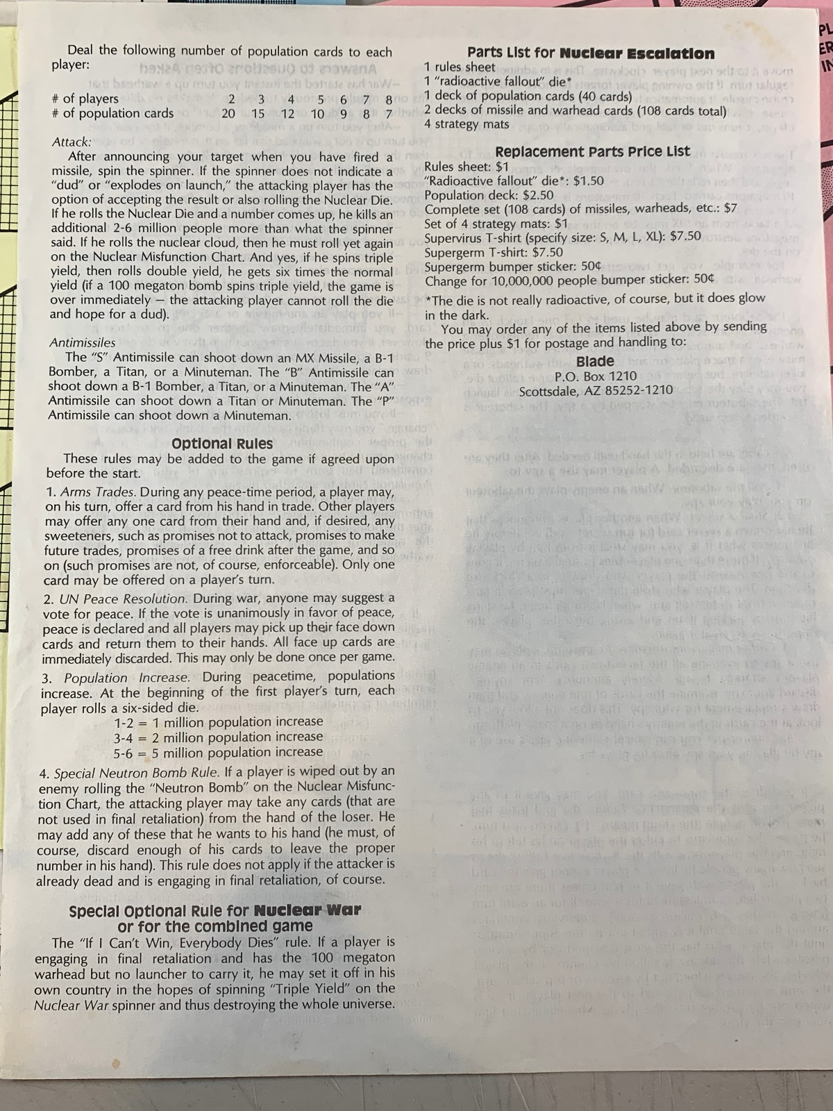 READ! 1992 Flying Buffalo #6004 Nuclear Proliferation + War & Escalation? Game
