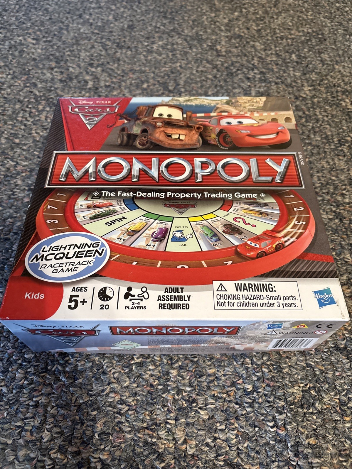 Disney Pixar Cars 2 Monopoly Game Lightning McQueen Racetrack Game COMPLETE Used