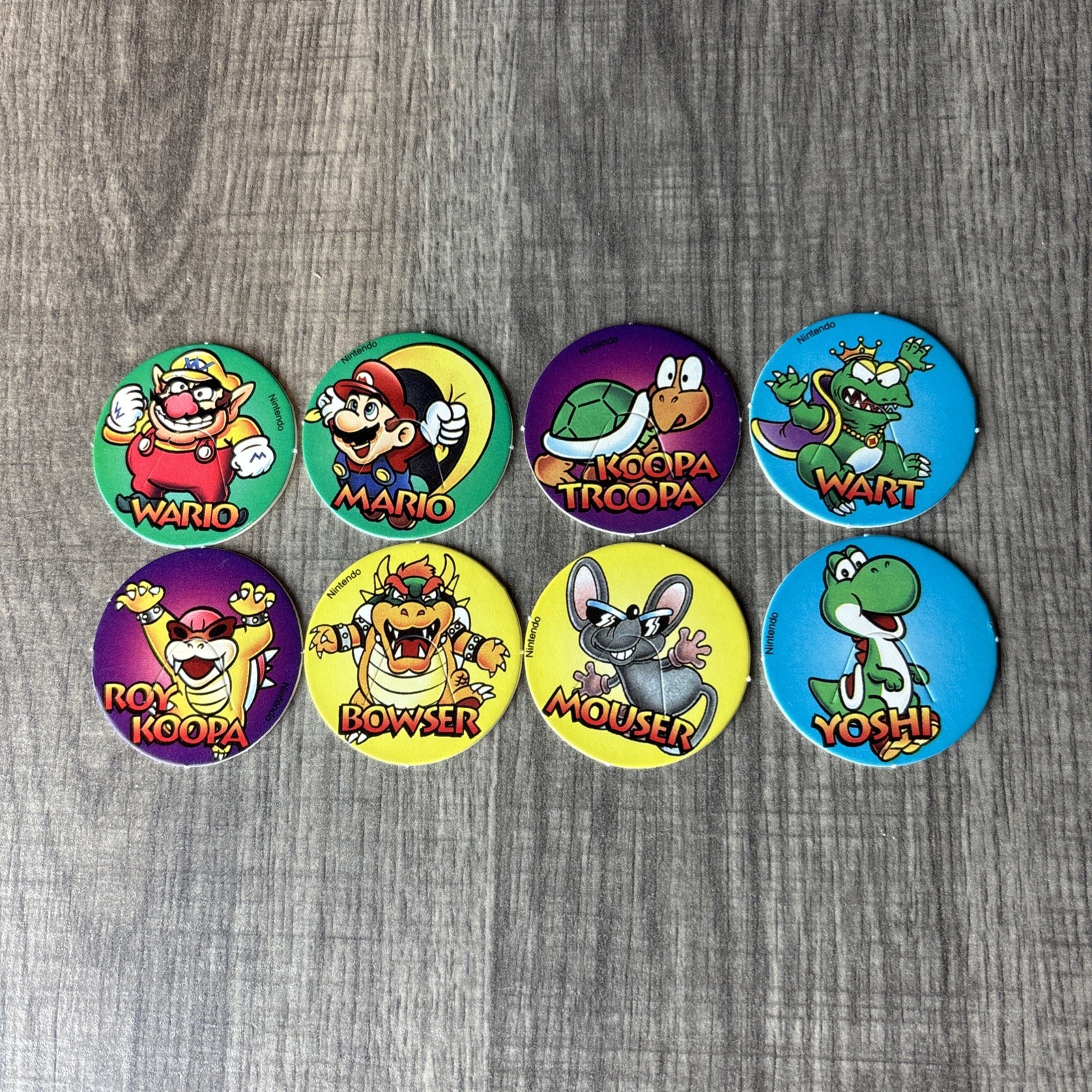 Super Mario Nintendo Pogs Caps Wario Yoshi Bowser Roy Koopa Wart Mouser