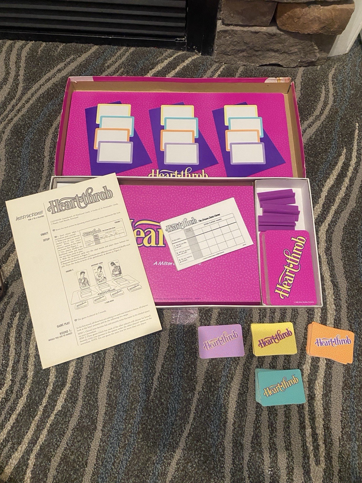 Vintage Heart-Throb The Dream Date Board Game 1988 MB Milton Bradley COMPLETE -2