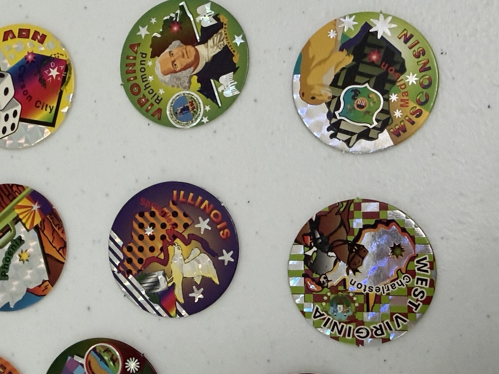 VINTAGE SET OF 52 STATES AND AMERICAN EAGLE METAL SLAMMER POGS
